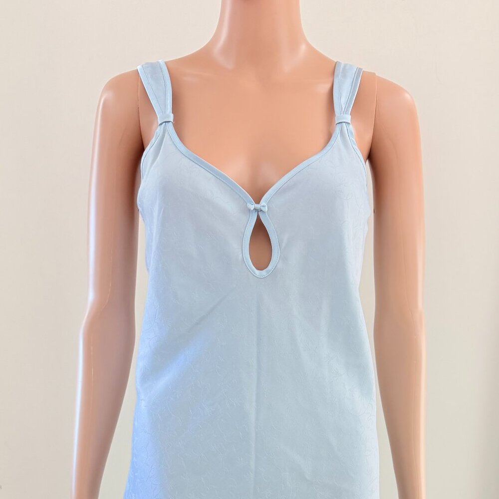 VTG JONES NEW YORK Blue Satin Bias Cut Maxi Slip dress Nightgown Large